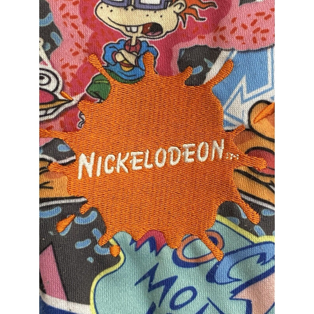 Nickelodeon Crop Hoodie 90's Rugrats S Allover Print‎ Embroidery Sleeve Logo - Picture 6 of 9